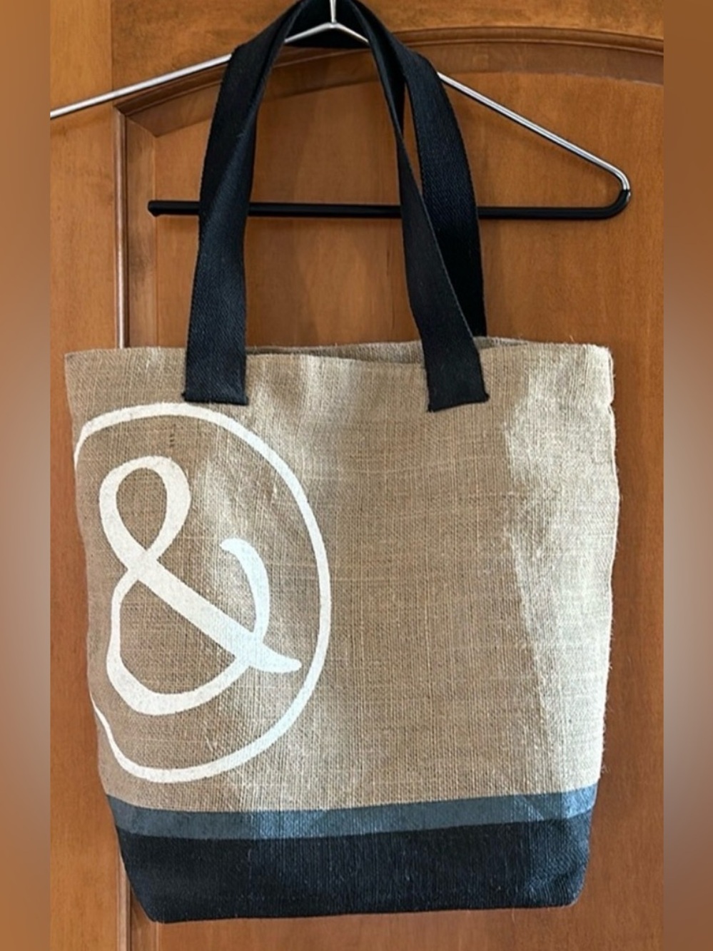 Mary & Martha Burlap Ampersand Lined Tote Bag